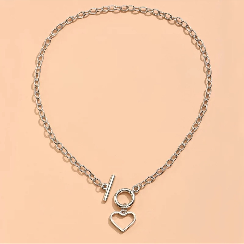 New Boho Heart Sterling Silver Chunky Chain Link Chocker Necklace - Picture 5 of 12